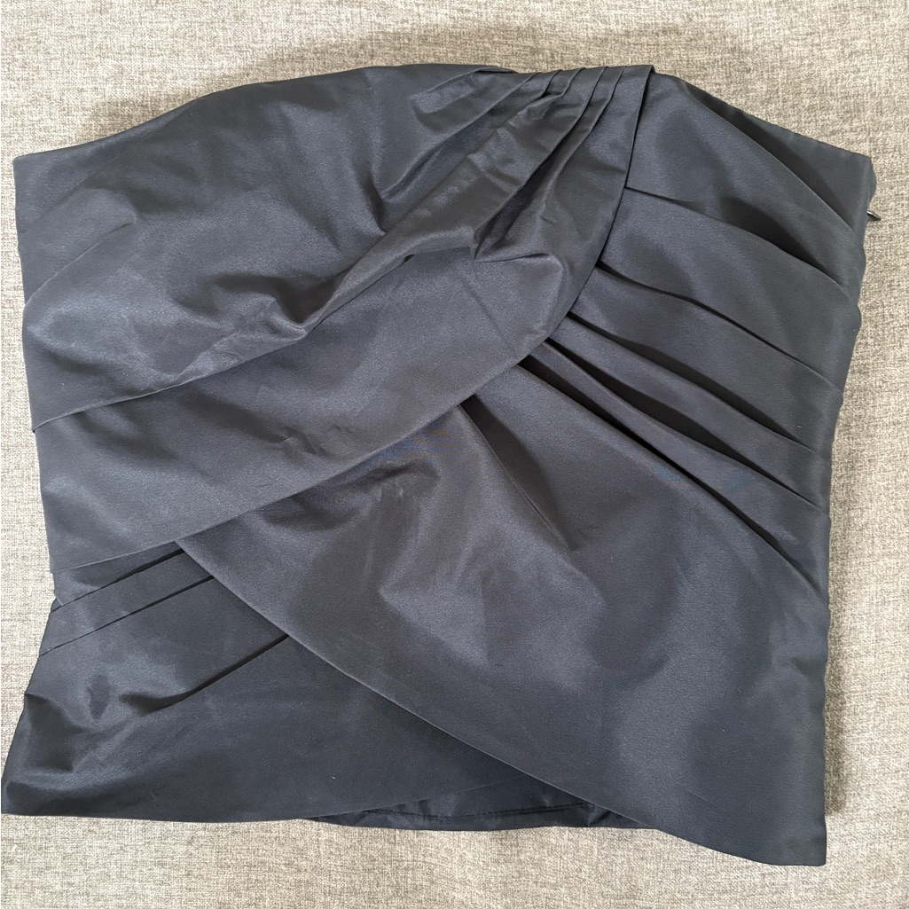 Anne Taylor Black Taffeta Pleated Strapless Corset Top
